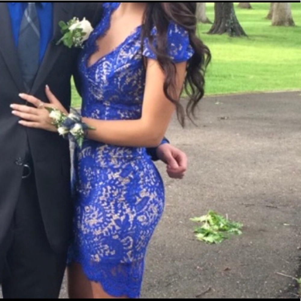 Blue and nude dress